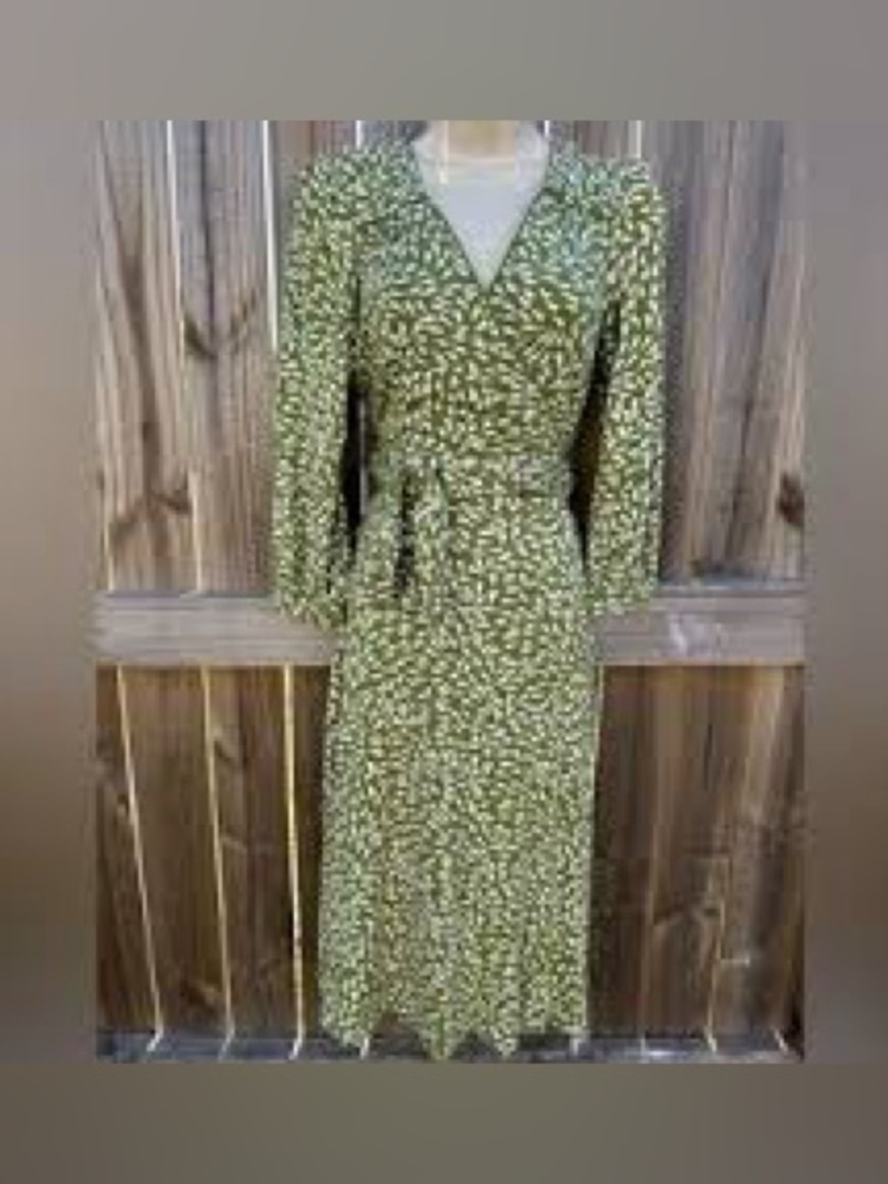 4. Banana Republic Green Floral Wrap Midi Dress